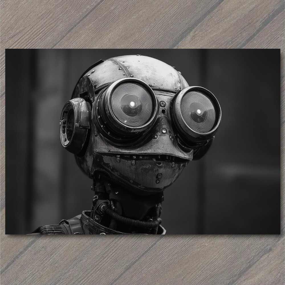 STICKER Classic Robot Black Eyes Industrial Retro Future Strange Weird Machine