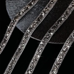 1X 108″ x 0.4″ Black Bling Rhinestone Crystal Diamond DIY Decor Sticker Decal #A