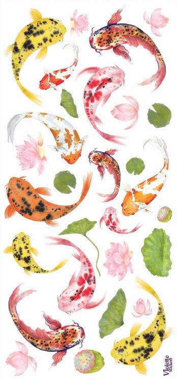 VIOLETTE STICKER – JUMBO KOI FISH – 7 3/4″ x 3 3/4″ 19.5 cm x 9.5cm, Gold Fish