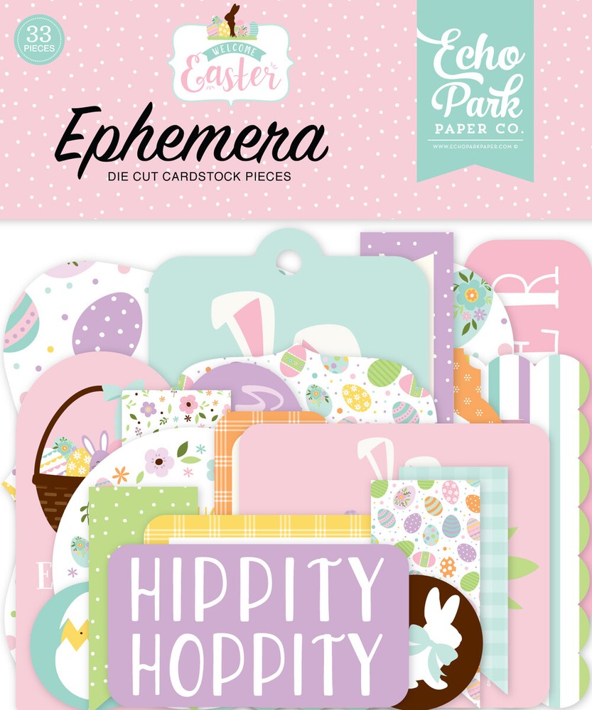1 Pack of Echo Park Paper WELCOME EASTER Die Cut Ephemera Pieces