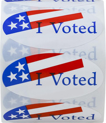 I Voted with Red, White, and Blue Stickers Oval 1×2 Inch Round 500 Labels Per Ro