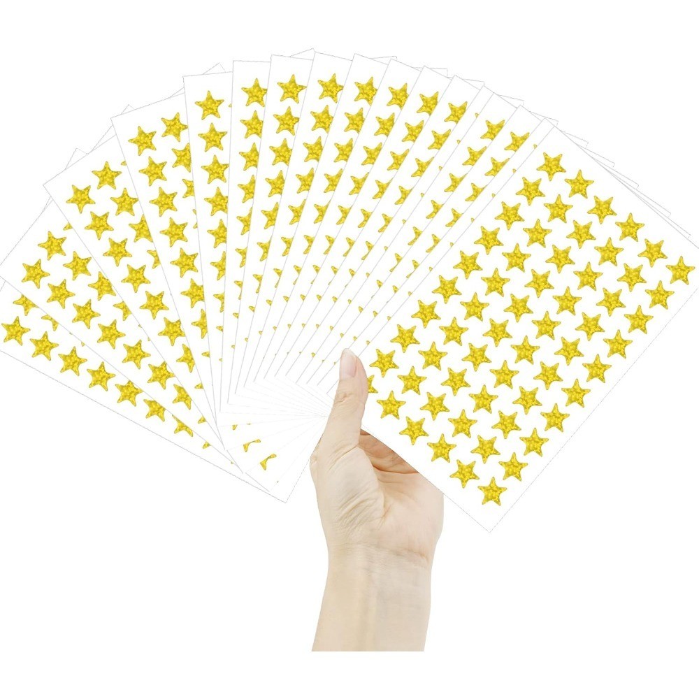 Holographic Gold Star Stickers 1800 PCS 30 Sheets Foil Stars for Kids Reward