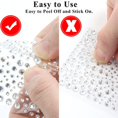 325Pcs Clear Rhinestone Stickers,Self Adhesive Bling Gems Embellishment Stickers