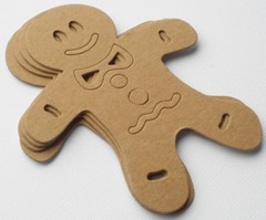 (3) JOLLY GINGERBREAD MAN – Bare Christmas Chipboard Die Cuts – 4″ x 5″