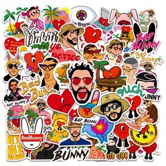 50pcs New Bad Bunny Doodle Stickers, Waterproof Stickers For Phone Laptop Car