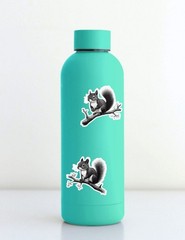 Black and White Squirrel Vinyl Stickers Set Scrapbooking Laptop Waterbottle