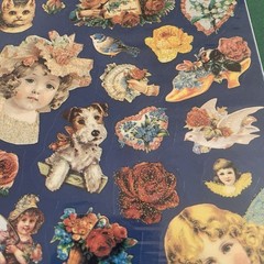 Vintage American Greetings Stickers Victorian Roses Angels Valentines Glitter