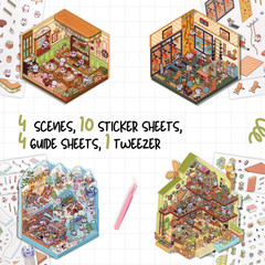 3D Sticker Therapy Scene for Adults & Kids, Large & Detailed Cozy Room Stickers,