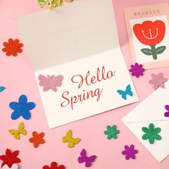JULBEAR 300 Pieces Spring Glitter Flower Butterfly Foam Stickers Bulk Self-Ad…