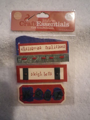LOT of 6 Jo Ann Craft Essentials Christmas Holiday Scrapbook 3-D Embellishments