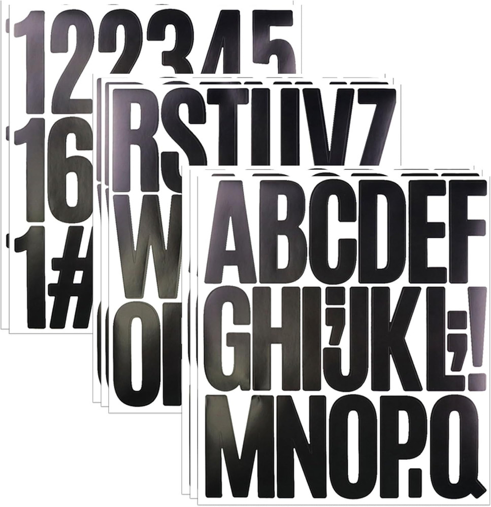 8 Sheets Letter Number Stickers, 3 Inch Vinyl Alphabet Stickers, 174 Pieces Self