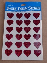 Vintage Rare HTF 80s Hallmark Razzle Dazzle Stickers Glitter Red Hearts 1 Sheet