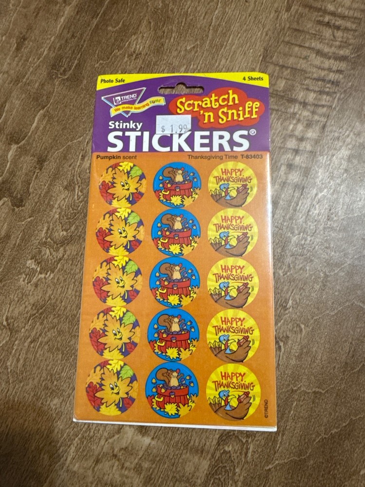 BRAND NEW Vintage 90’s Trend Scratch N Sniff Stickers Thanksgiving Stickers