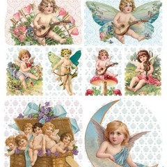 Violette Stickers – Victorian Angels – 1 Angel Stamp Sticker Sheet – Crafts