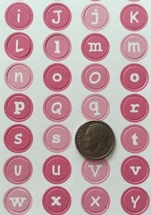 PINK ALPHABET CIRCLES(70pc)ScrapWorks Alphadotz•Letters•Upper/Lower Case•Numbers