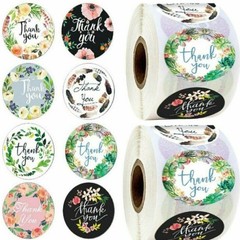 2 Rolls 1000Pcs 1″ Assorted Floral Thank You Stickers Round Sealing Labels