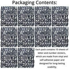 500PCS Letter Number Stickers Black Adhesive Alphabet Decals Set, 2Inch 10Sheets
