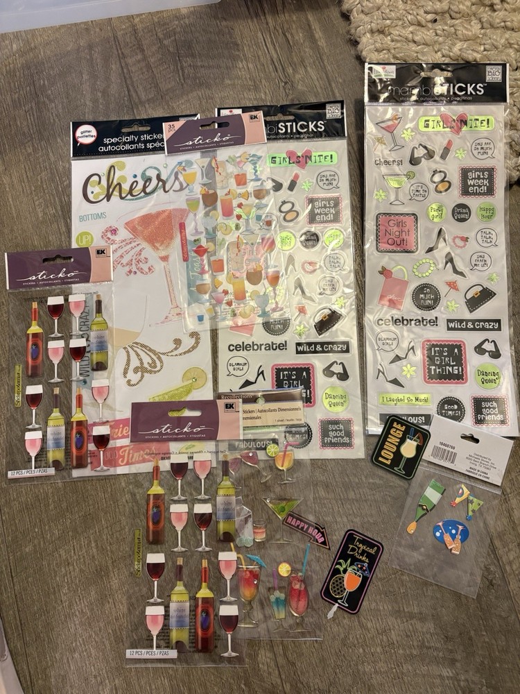 Mambi Stickers Cheers Girls Night Out Party Wine Cocktails Sticko My Big Ideas