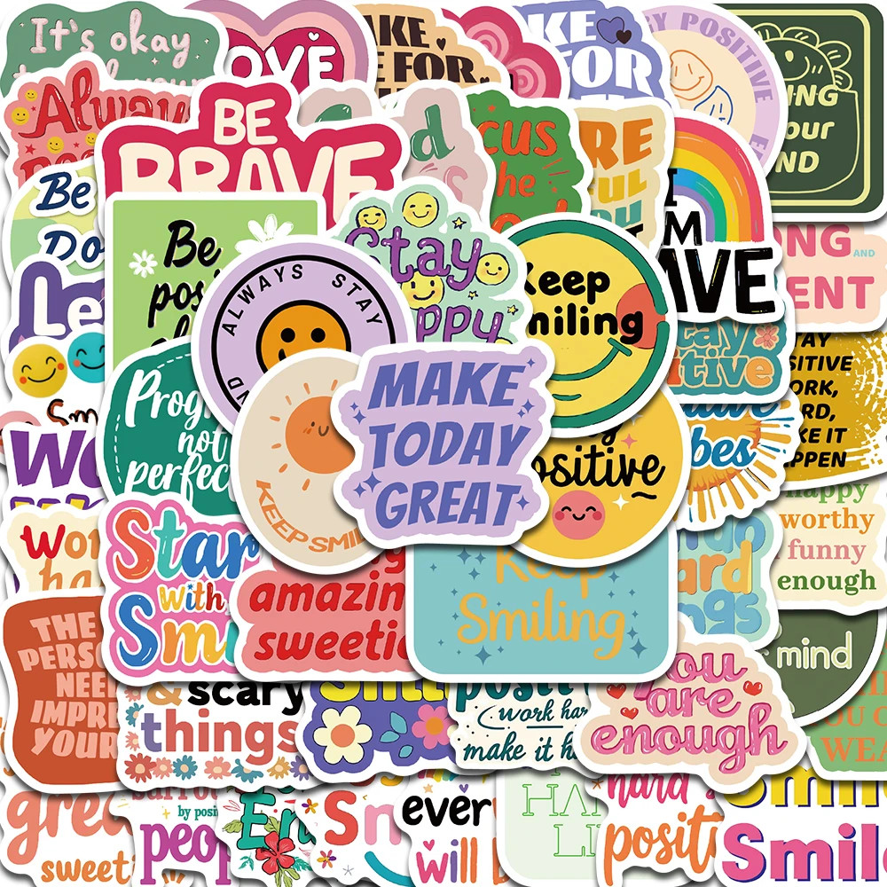 Motivational Quote Stickers 25 Pack Random Mix Positive Affirmation Glossy Large