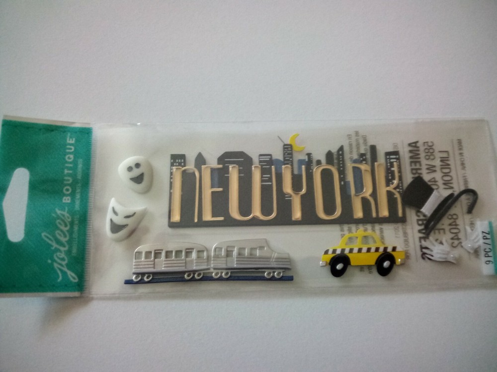 Crafts Stickers Jolee’s New York Title City Scene Masks Cab Hat Cane Gloves Bus