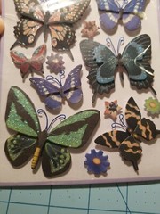 Scrapbooking Butterfly Set of 3 Items: Glittery, Bottle Caps & Puffy Decor – NEW
