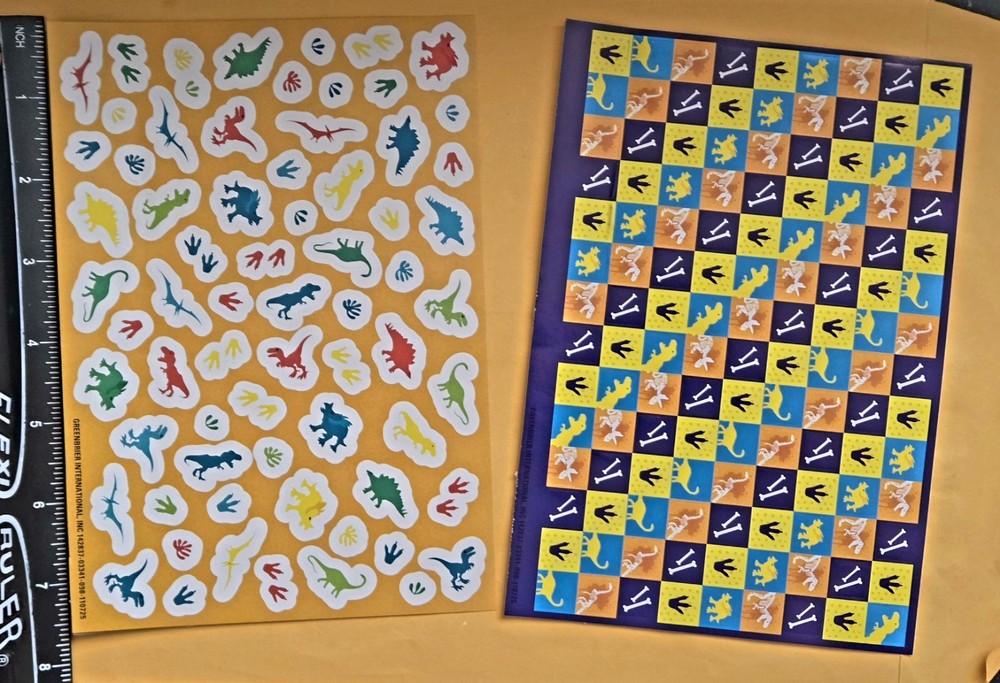 Dinosaurs Large Format Sticker Sheet. Lot Of 2