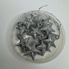 Stampin Up Glitter Star Ornaments Silver Mini Embellishments 12 Pcs Retired NEW