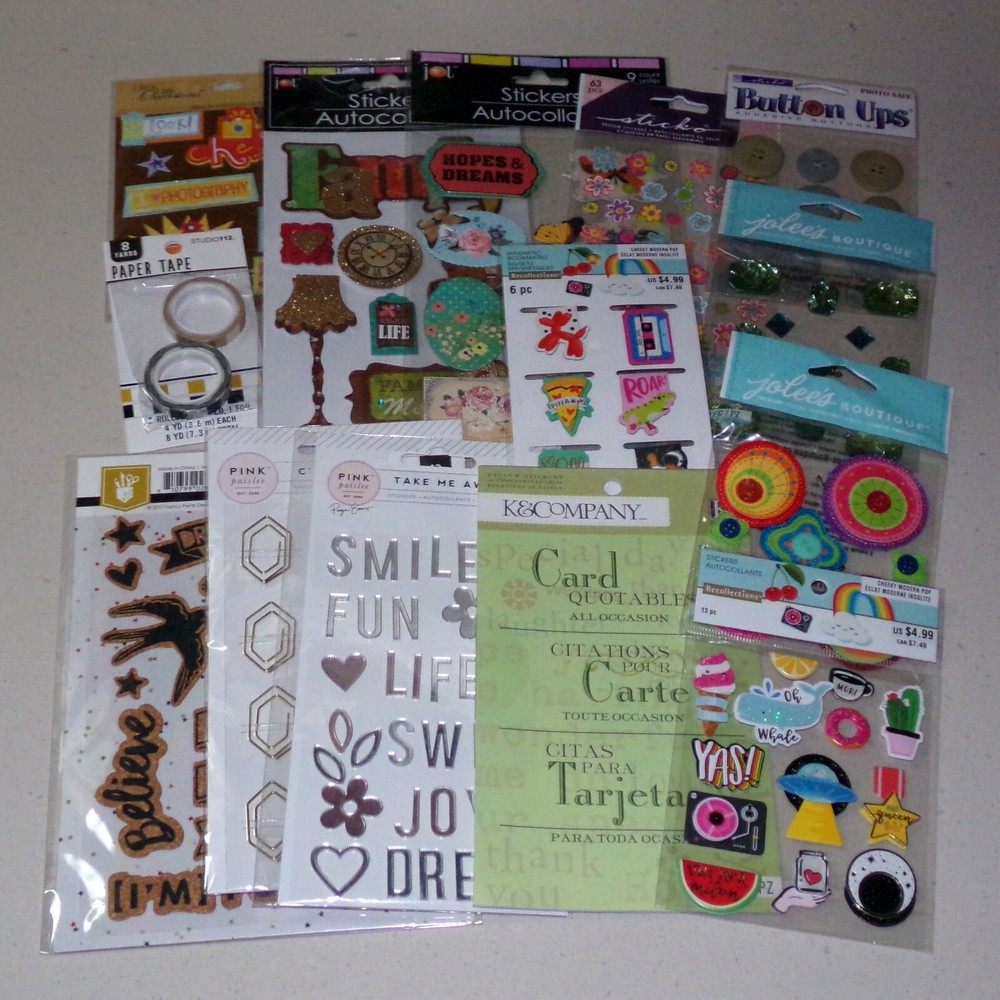 Sticker & Embellishment Lot – Pink Paislee, Recollections, K&Company, Jolee’s