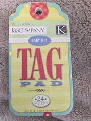 Vintage K&Company Brenda Walton Baby Boy Tag Pad Scrapbook 24 Assorted Tags OOP