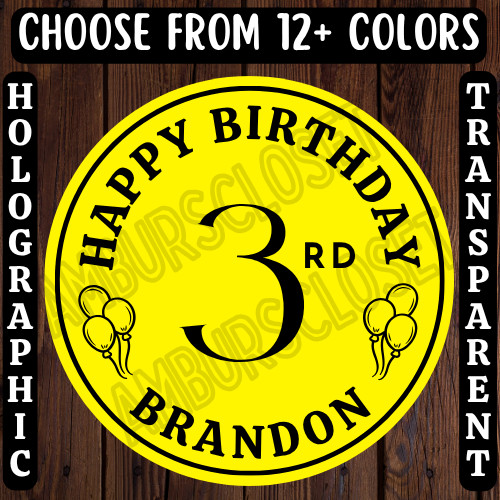 40 PERSONALIZED BIRTHDAY STICKERS 2″ ROUND LABELS PARTY FAVOR SEALS CUSTOM