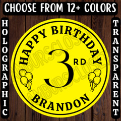 40 PERSONALIZED BIRTHDAY STICKERS 2″ ROUND LABELS PARTY FAVOR SEALS CUSTOM