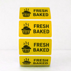 50 Fresh Baked Stickers Labels 2×1 Kraft Bakery Packaging Food Cottage Industry
