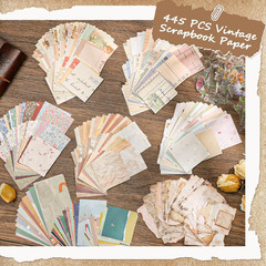 445 Pcs Vintage Scrapbook Paper, Journaling Supplies Kit, Delicate Decorative Pa