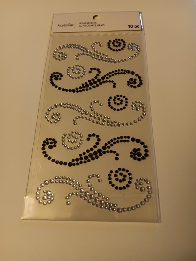 Recollections Stickers Clear Black Bling Flourish Swirls