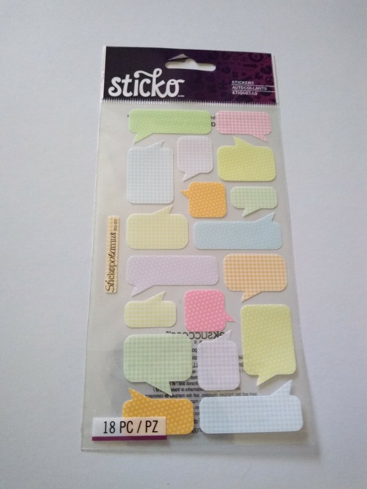 Scrapbooking Stickers Sticko Gingham Caption Shapes You Fill Pink Green Yellow