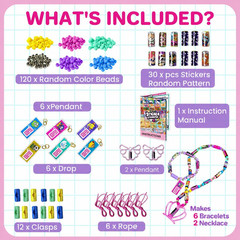 Sticky Roll Bracelet Kit with 320 Mini Stickers, Beads, Charms & Drops