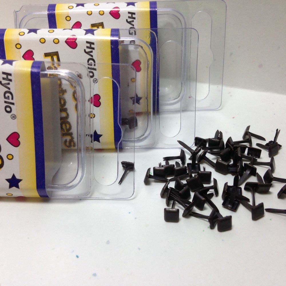 HyGlo Deco Fasteners-Mini Brad – 4mm Antique Bronze Square – 4 bxs 200 total-NEW