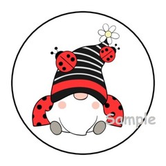 30 LADYBUG GNOME ENVELOPE SEALS LABELS STICKERS 1.5″ ROUND LADY BUG GIFTS DAISY