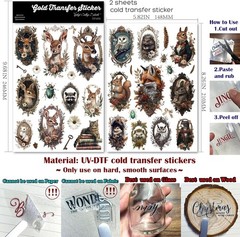 Vintage Rub On Transfers for Crafts DIY Glass Stickers 2 Sheets Furniture Decals