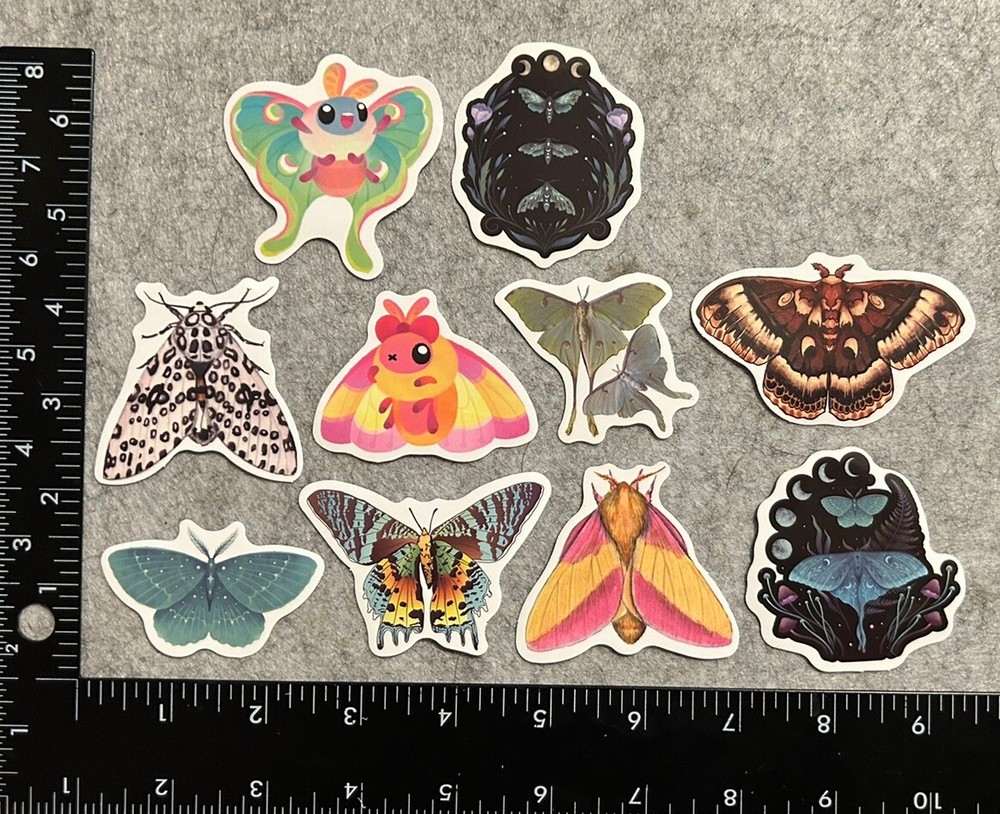 Lot of 10 Assorted Nature Moth Butterfly Butterflies Stickers