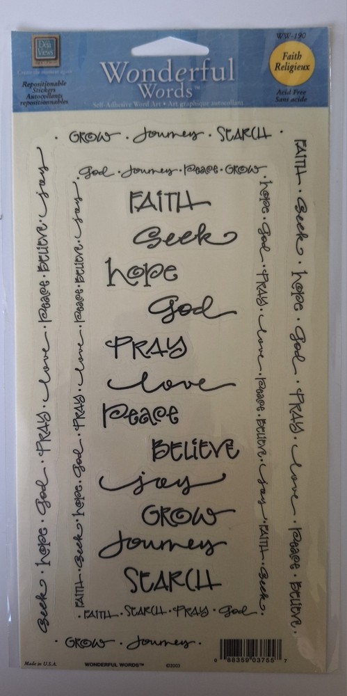Deja Views Wonderful Words-Faith, Grow, Journey, Search++ Self-adhesive Stickers