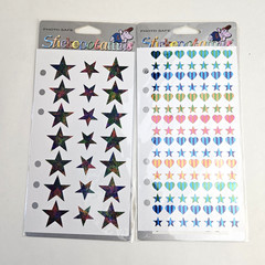 Stickopotamus Sticker Binder Sheets Vintage Glitter Stars Hearts 2 Packs Sealed