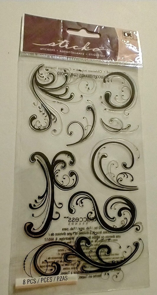 2011 Sticko 8 Dainty Black Flourish Stickers NIP