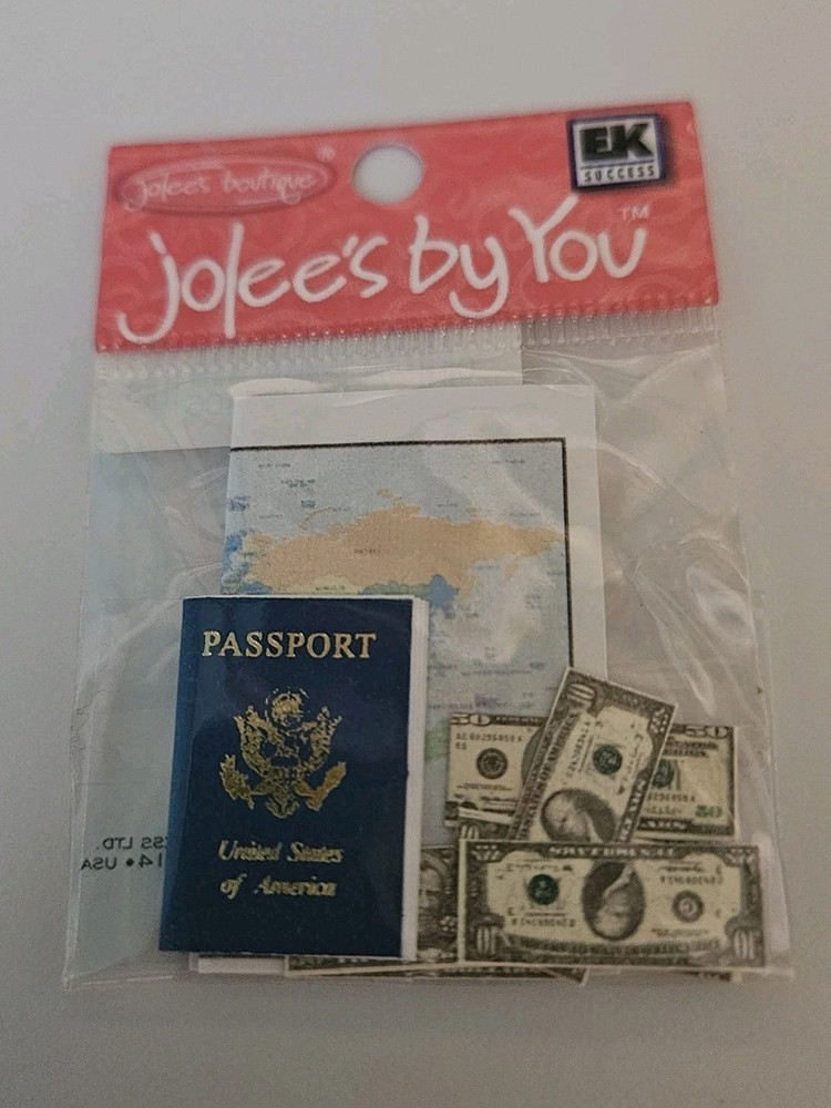 RARE JOLEES BY YOU PASSPORT MONEY MAP EMBELLISHMENT SCRAPBOOKING TRAVEL STICKERS