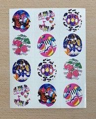 VINTAGE Lisa Frank Sticker Sheet – Music Notes Rainbow Keyboard Penguins – S110