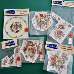 Vtg Ceramic Decals Mixed Media Water Mount Transfers Lot Q Pink Rose Floral
