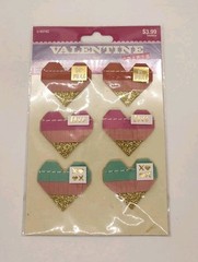Valentine Crafts 6 Multi Color 3D Heart Scrapbooking Stickers