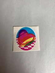 Lisa Frank Vintage 80s Circle Sticker Rainbow Hearts 1.5”