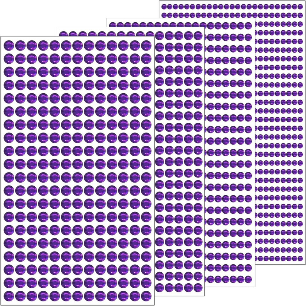 Deep Purple Rhinestones Stickers 4 Sizes Self Adhesive Gems Rhinestones for Face
