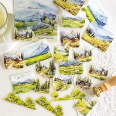 30Pcs Mountains Field Scrapbook Stickers DIY Journal Planner Decorative Collage